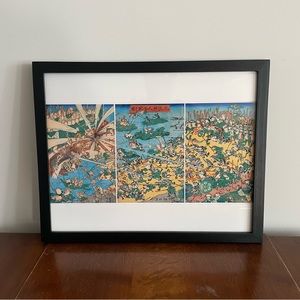 Fashionable Battle of Frogs Japanese Art 15x12 Kyosai Frog Samurai Ukiyoe Art